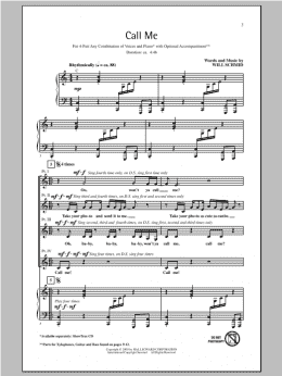 page one of Call Me (4-Part Choir)