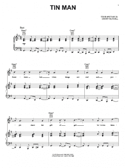 page one of Tin Man (Piano, Vocal & Guitar Chords (Right-Hand Melody))