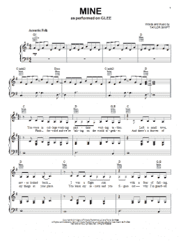 page one of Mine (Piano, Vocal & Guitar Chords (Right-Hand Melody))