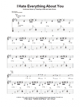 page one of I Hate Everything About You (Guitar Tab (Single Guitar))