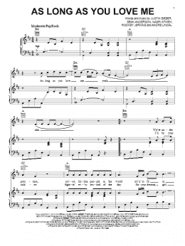 page one of As Long As You Love Me (Piano, Vocal & Guitar Chords (Right-Hand Melody))