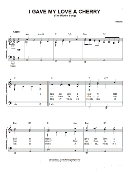 page one of I Gave My Love A Cherry (The Riddle Song) (Accordion)