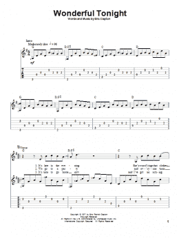 page one of Wonderful Tonight (Solo Guitar)