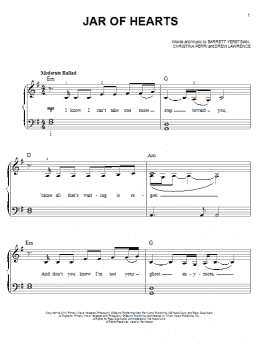 page one of Jar Of Hearts (Easy Piano)