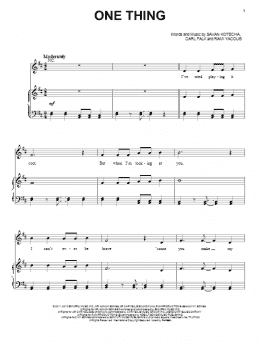 page one of One Thing (Piano, Vocal & Guitar Chords (Right-Hand Melody))