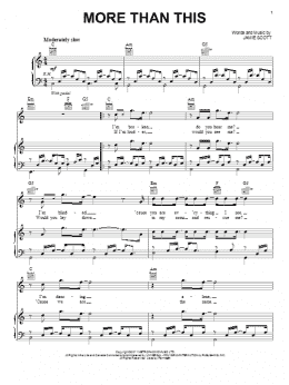 page one of More Than This (Piano, Vocal & Guitar Chords (Right-Hand Melody))