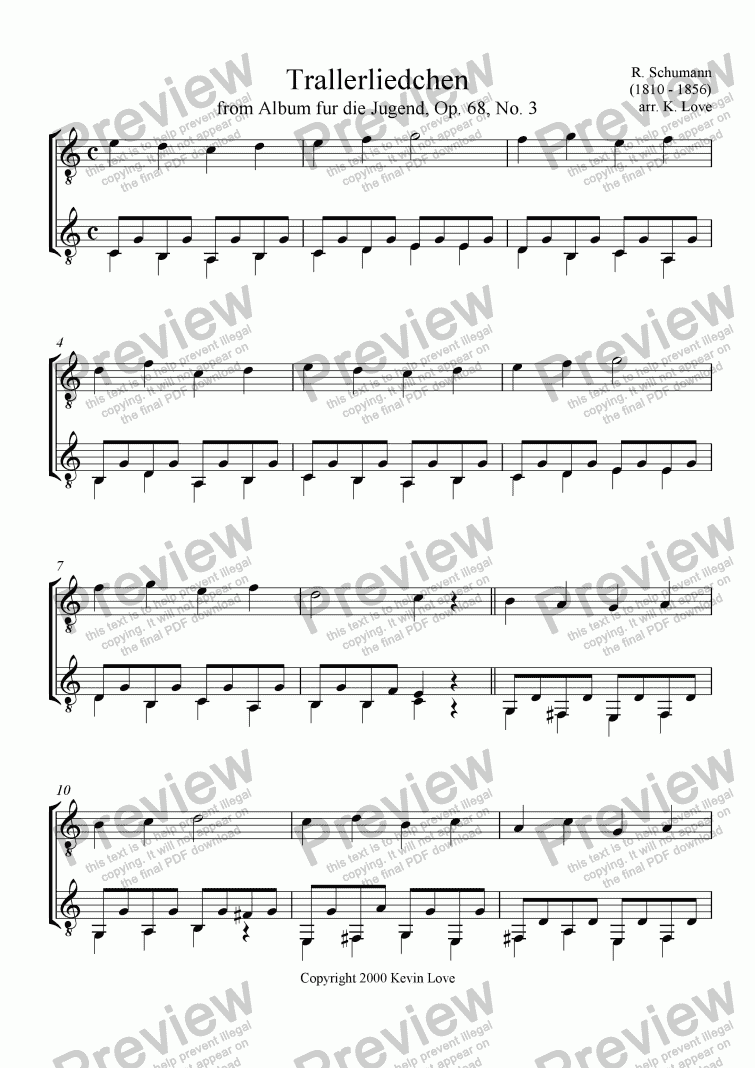 Trallerliedchen Op 68 No 3 Duo Download Sheet Music Pdf File