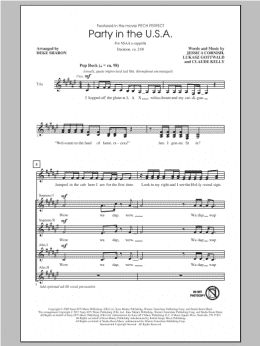 page one of Party In The U.S.A. (SSA Choir)