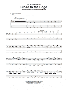 page one of Close To The Edge (Bass Guitar Tab)