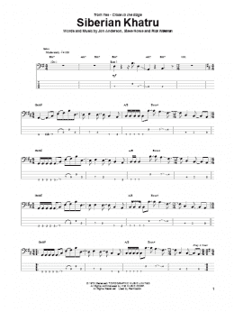 page one of Siberian Khatru (Bass Guitar Tab)