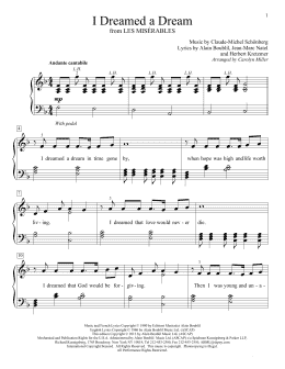 page one of I Dreamed A Dream (Educational Piano)