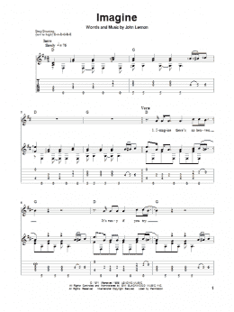 page one of Imagine (Solo Guitar)