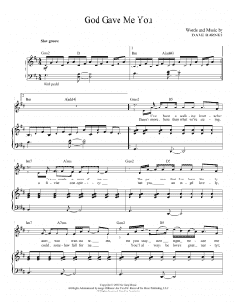 page one of God Gave Me You (Piano & Vocal)