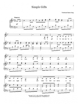 page one of Simple Gifts (Piano & Vocal)