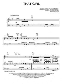 page one of That Girl (Piano, Vocal & Guitar Chords (Right-Hand Melody))