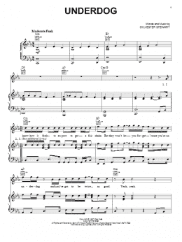 page one of Underdog (Piano, Vocal & Guitar Chords (Right-Hand Melody))