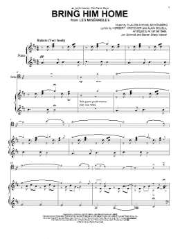 page one of Bring Him Home (Cello and Piano)