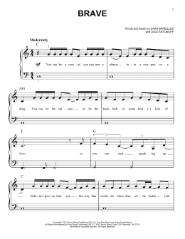 page one of Brave (Easy Piano)