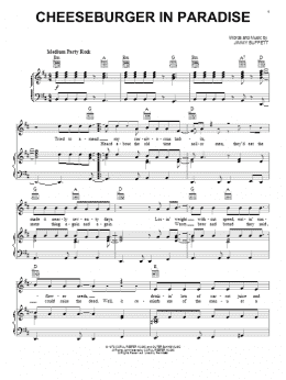 page one of Cheeseburger In Paradise (Piano, Vocal & Guitar Chords (Right-Hand Melody))