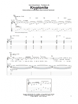 page one of Kryptonite (Guitar Tab)