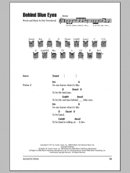 page one of Behind Blue Eyes (Guitar Chords/Lyrics)