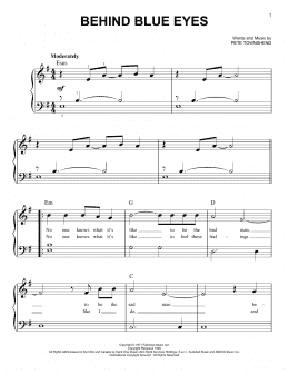 page one of Behind Blue Eyes (Very Easy Piano)