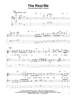 page one of The Real Me (Bass Guitar Tab)