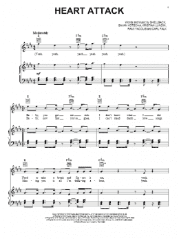 page one of Heart Attack (Piano, Vocal & Guitar Chords (Right-Hand Melody))