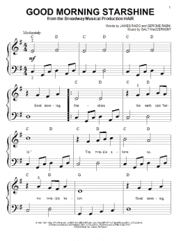 page one of Good Morning Starshine (Big Note Piano)