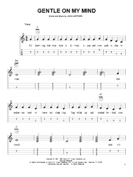 page one of Gentle On My Mind (Easy Ukulele Tab)