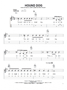 page one of Hound Dog (Easy Ukulele Tab)