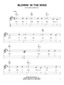 page one of Blowin' In The Wind (Easy Ukulele Tab)