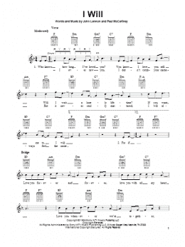 page one of I Will (Easy Guitar)