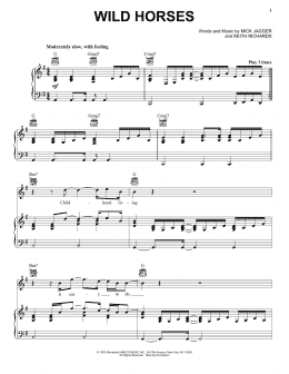 page one of Wild Horses (Piano, Vocal & Guitar Chords (Right-Hand Melody))