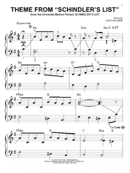 page one of Theme From Schindler's List (Big Note Piano)