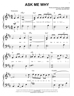 page one of Ask Me Why (Big Note Piano)