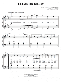 page one of Eleanor Rigby (Big Note Piano)