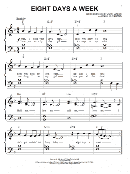 page one of Eight Days A Week (Big Note Piano)