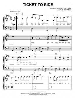 page one of Ticket To Ride (Big Note Piano)