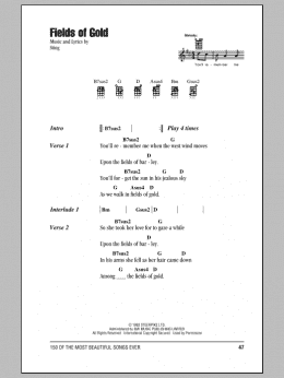 page one of Fields Of Gold (Ukulele Chords/Lyrics)