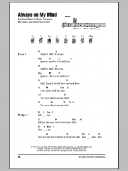 page one of Always On My Mind (Ukulele Chords/Lyrics)