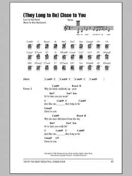 page one of (They Long To Be) Close To You (Ukulele Chords/Lyrics)