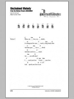 page one of Unchained Melody (Ukulele Chords/Lyrics)