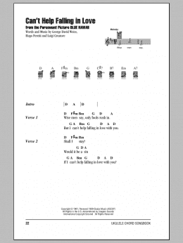 page one of Can't Help Falling In Love (Ukulele Chords/Lyrics)