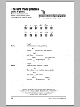 page one of The Girl From Ipanema (feat. Astrud Gilberto) (Ukulele Chords/Lyrics)