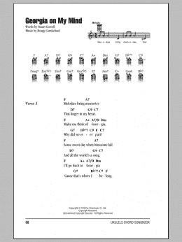 page one of Georgia On My Mind (Ukulele Chords/Lyrics)