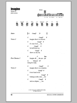 page one of Imagine (Ukulele Chords/Lyrics)