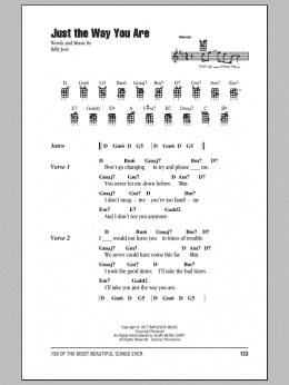 page one of Just The Way You Are (Ukulele Chords/Lyrics)