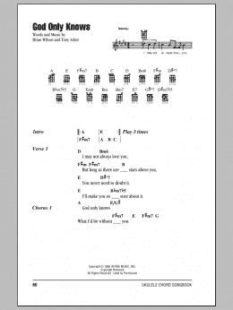 page one of God Only Knows (Ukulele Chords/Lyrics)