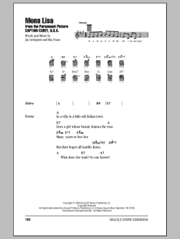 page one of Mona Lisa (Ukulele Chords/Lyrics)